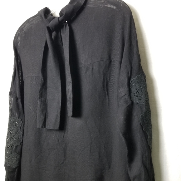 Tibi Embroidered Black High Neck Bow Tie Blouse Swing Loose Fit Size Small - Picture 10 of 14
